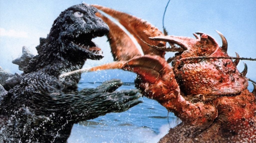 Godzilla battles Ebriah in ocean