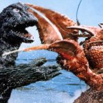 Godzilla battles Ebriah in ocean