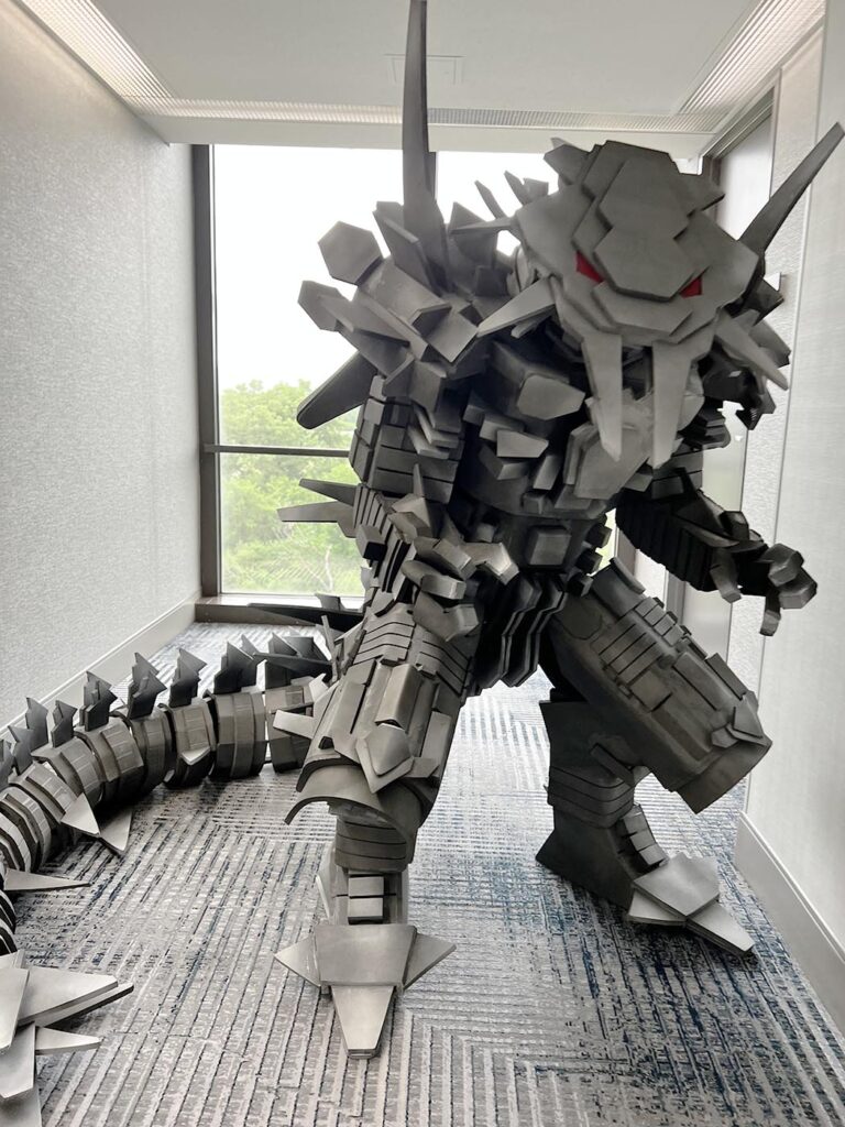 Seth Ortega's Anime Mechagodzilla final costume at G-Fest 2023 in the hotel