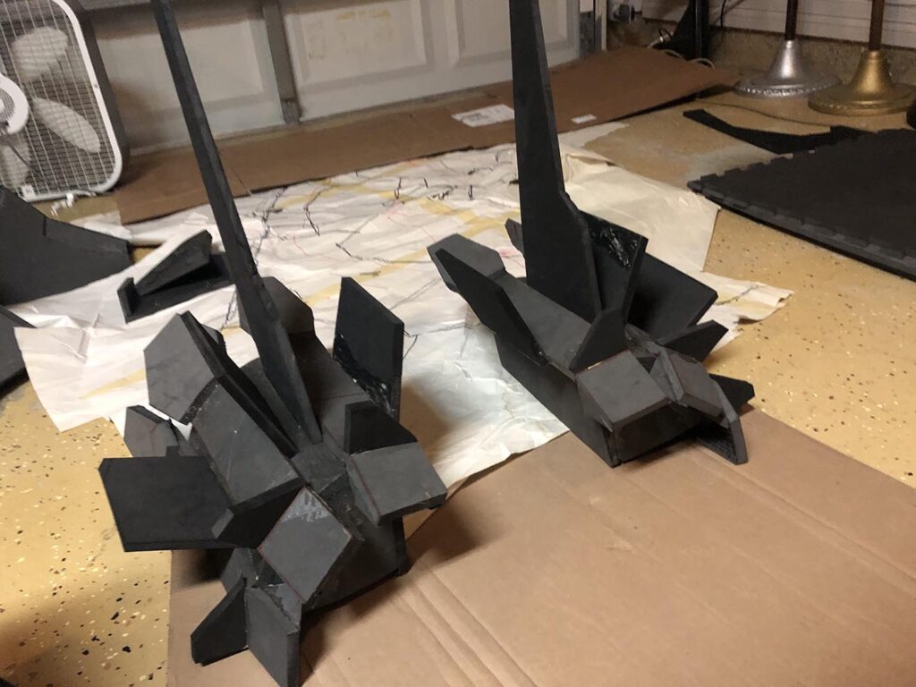 Anime Mechagodzilla shoulders progress - Created using EVA floor mat foam