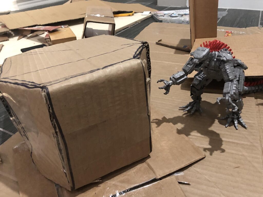 GvK Mechagodzilla - Head cardboard draft to test basic shape and size before re-creating final version out of EVA foam.