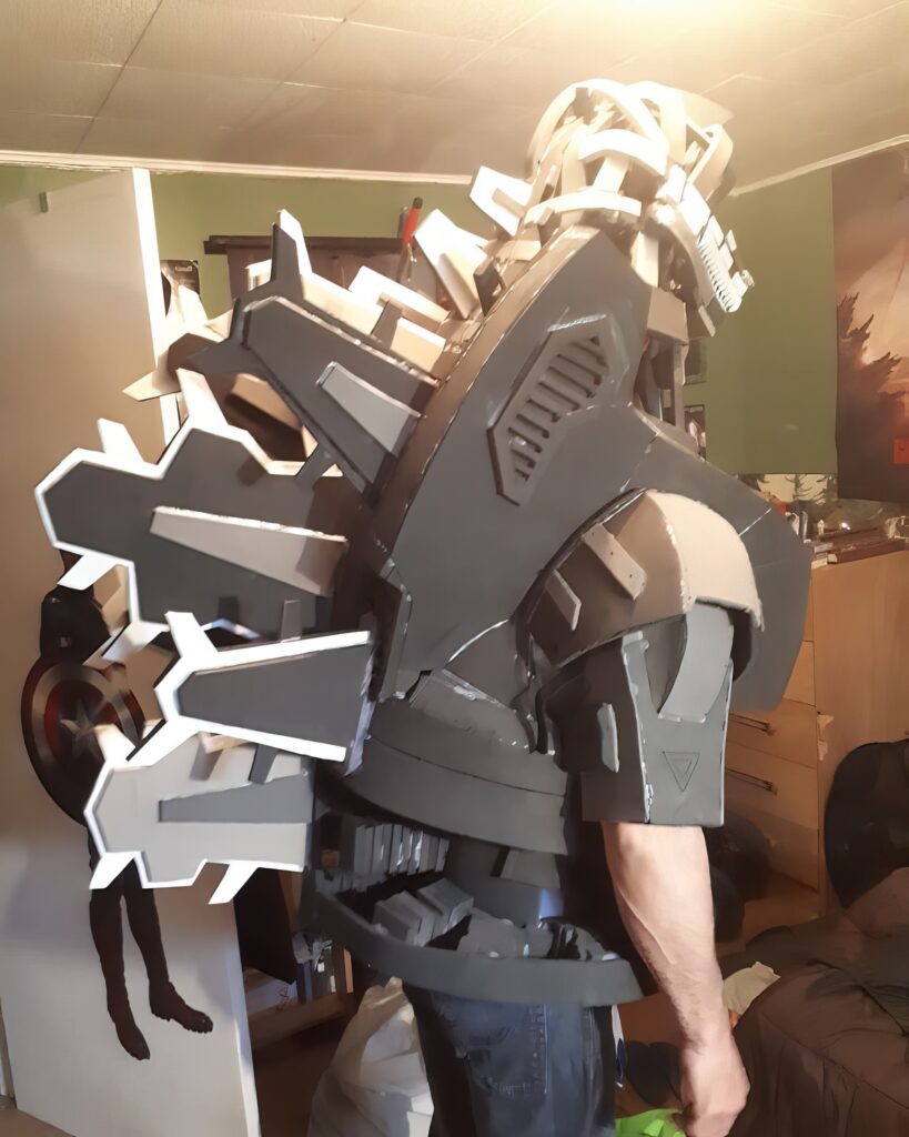 Jonathan Le Guedar Mechagodzilla test fitting torso with dorsals