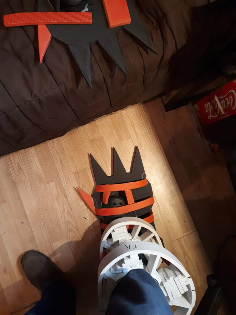 Jonathan Le Guedar Mechagodzilla foot being made out of EVA foam