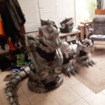 Jonathan Le Guedar Mechagodzilla finished pieces on floor