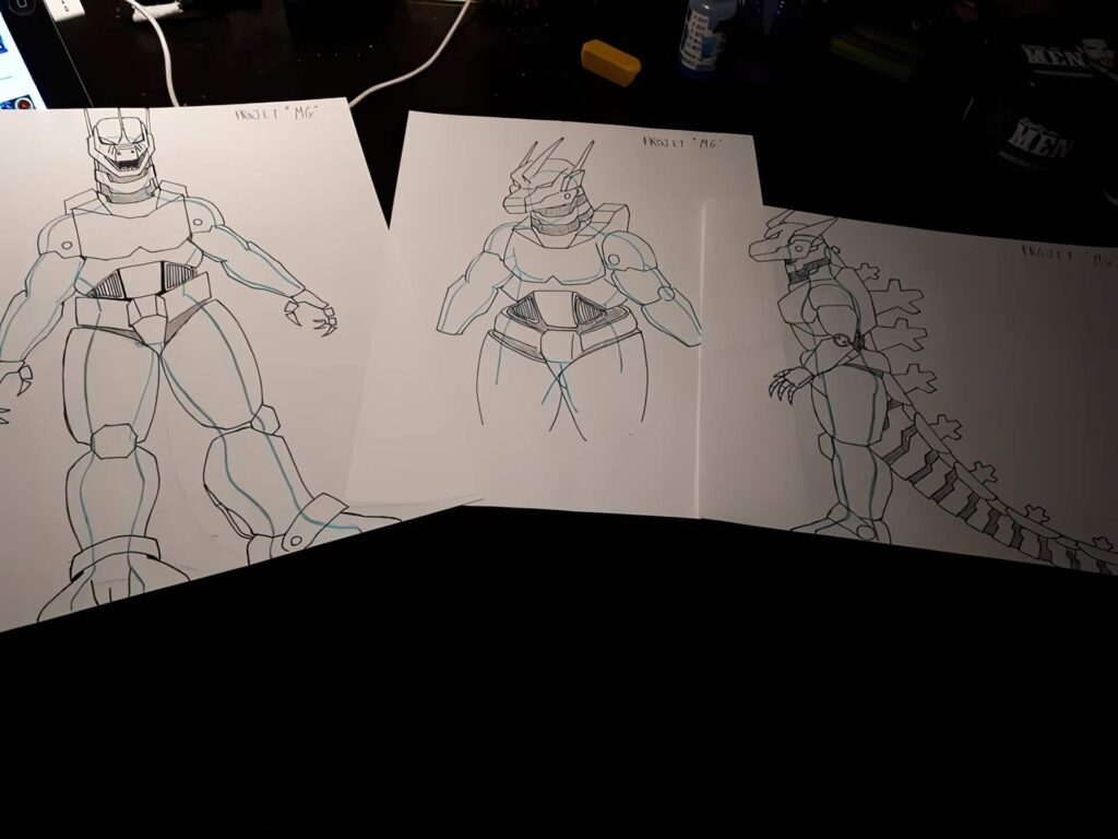 Jonathan Le Guedar Mechagodzilla 3 sketches